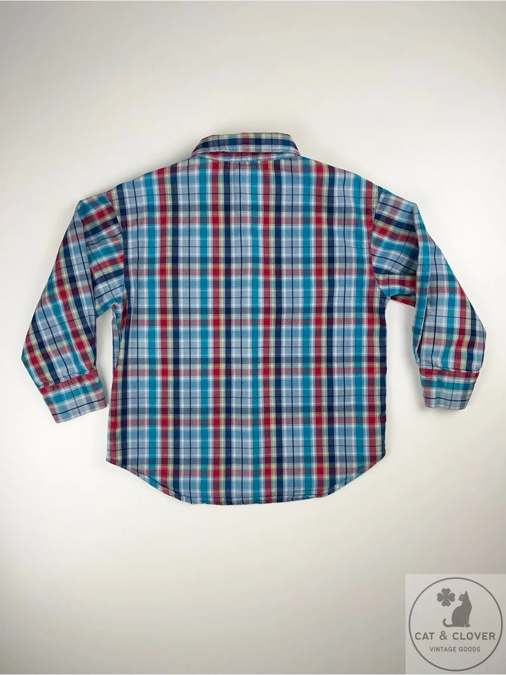 Gymboree 90s Rainbow Tag Plaid Long Sleeve Button Down Boys Shirt Large